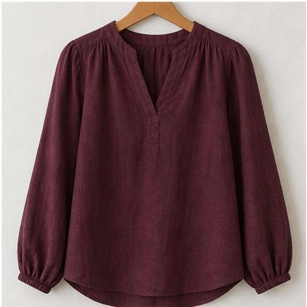 Burgundy Ruffle Blouse